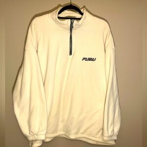 Vintage FUBU 1/4 Zip Fleece Pullover Made In USA One Size White Sweatshirt (E)